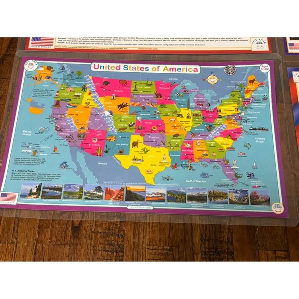 Tot Talk 2022 Laminated Kids Learning Home School Place Mat  4 Reversible Mats